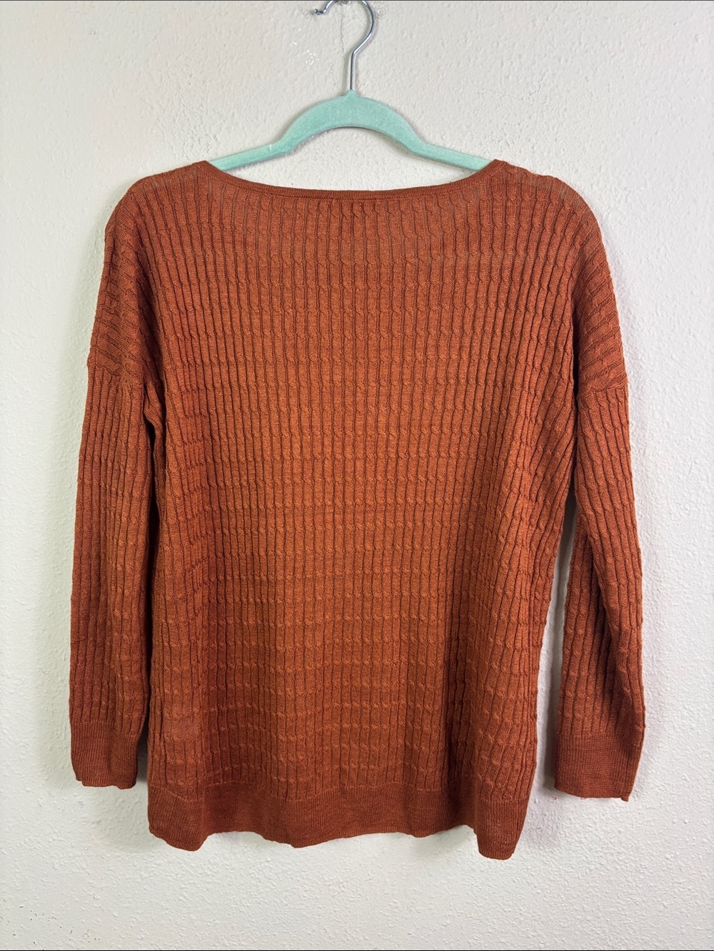 J. Crew 100% linen Ribbed Knit Sweater in Brown Long Sleeve sz small - Picture 3 of 8